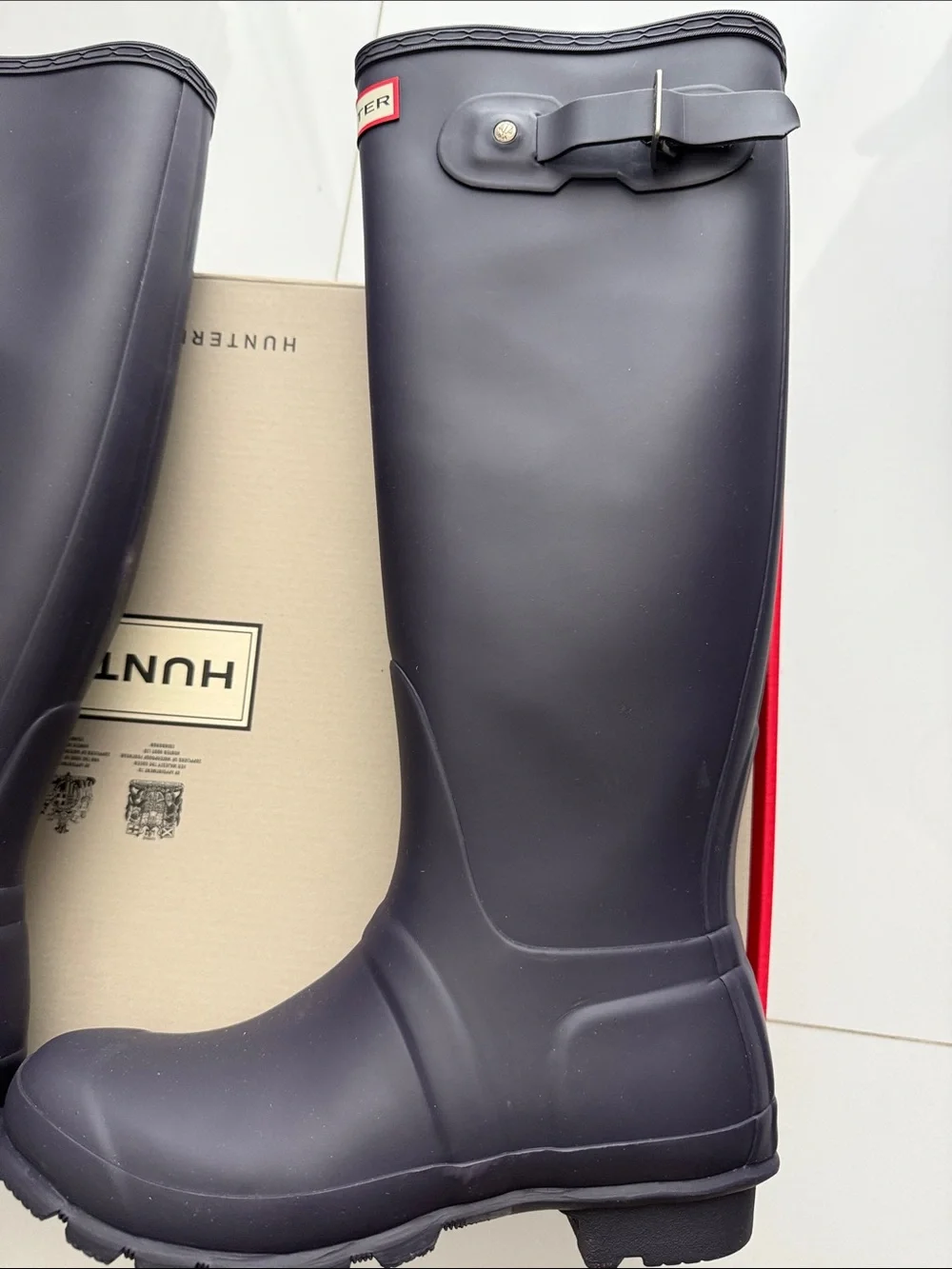 Hunter Women's Tall Navy Matte Waterproof Rain Boots